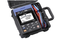 Hioki IR3455 High Voltage Insulation Tester, Testing Voltages 250/500/1k/2.5k/5k V, Leak Current, Voltage, temperature, insulation resistance Testing up to 10 TOhm, data memory, hard carrying case, test leads