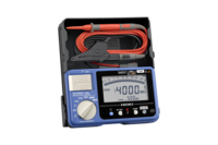 Hioki IR4057-50 Insulation Tester high-speed model, 5 test Voltage ranges from 50 to 1000 V, high-speed & bar-graph display, comparator function, 600 V AC/DC meter, 200 mA continuity check, hard carrying case, test leads