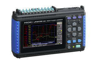 Hioki LR8432-20 Heat Flow Logger, 10 ch isolated inputs, heat flow measurement function, DC Voltage/ temperature with Thermocouple/ Cumulative pulses/ Rotation measurement, minimum 10 ms interval, trend graph display, realtime Recording to CF card or USB 