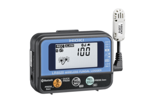 Hioki LR8520 Compact Wireless Fungal Logger, 1ch temperature / Humidity, - 40 °C to 80°C +/- 0.5°C, 0 to 100 %rh +/-3%rh, record fungal index, growth prediction, 14 recording intervals starting from 0.5s, data download via Bluetooth(R), 500,000 data/ch, a