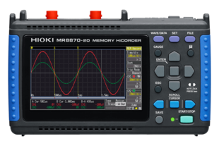 Hioki MR8870-20 Portable Memory Recorder, 2ch analog + 4ch logic, records instantaneous waveform and RMS fluctuation, 1MS/s, 12-bit A/D resolution, 10 mV to 50 V
