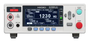 Hioki ST5520 Insulation Tester, rapid 50ms testing speed, 25 to 1000V test voltage with 1V resolution, insulation resistance test: up to 9990MOhm (at 500 to 1000V), Memory / Comparator / Timer function, Built-in external I/O output